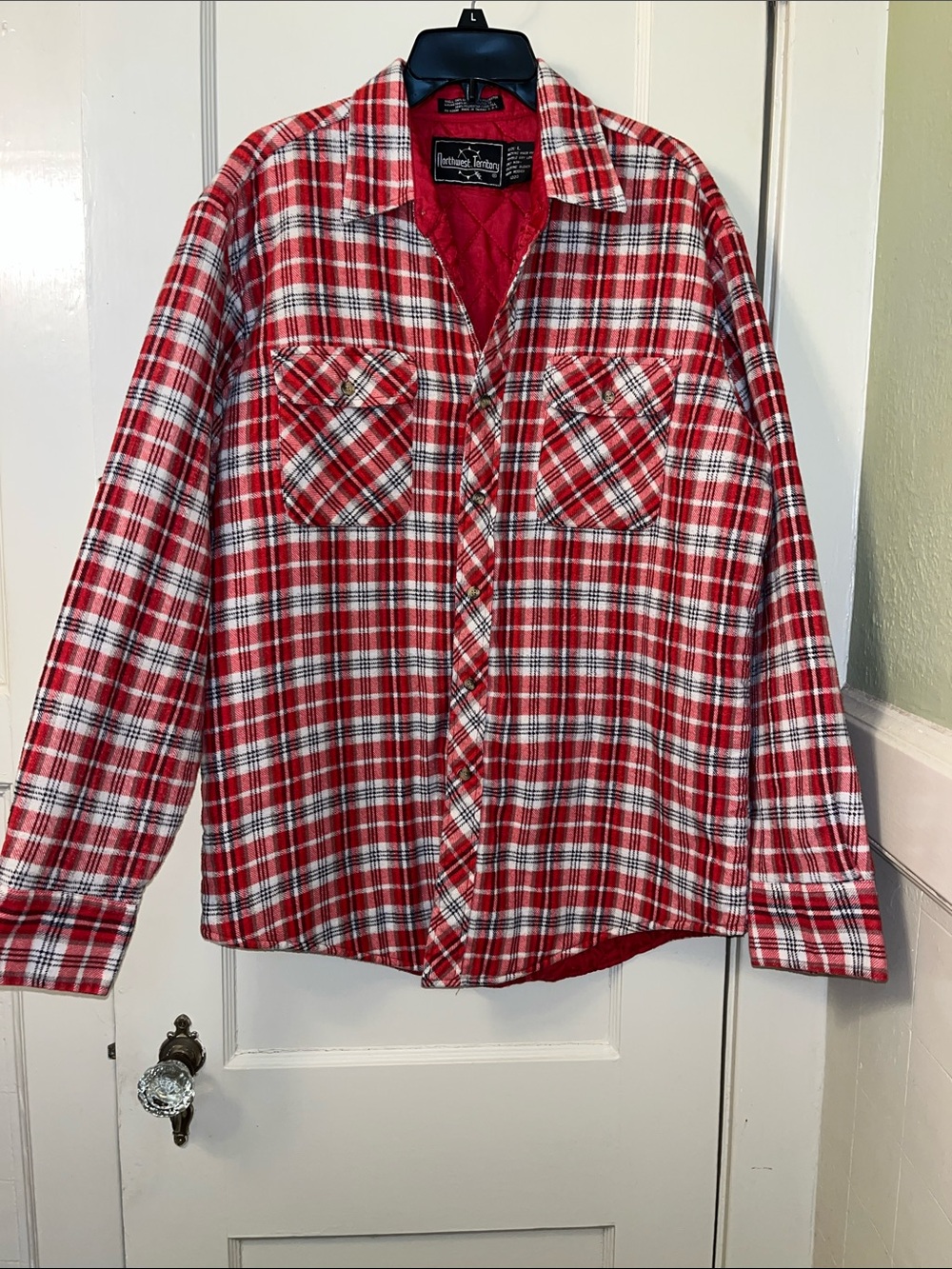 Northwest Territory Red and White Plaid Button-Down Shirt Jacket